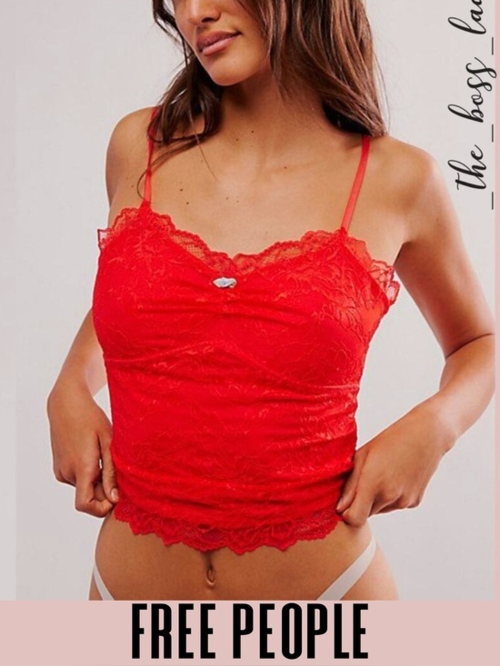 Free People top floral lace cami cropped Small stretchy boho